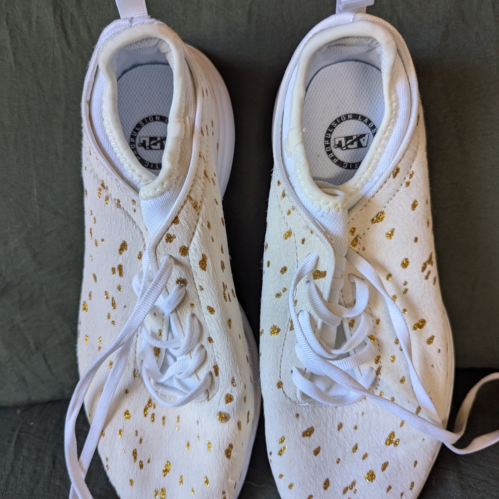 White and Gold Speckled Sneakers